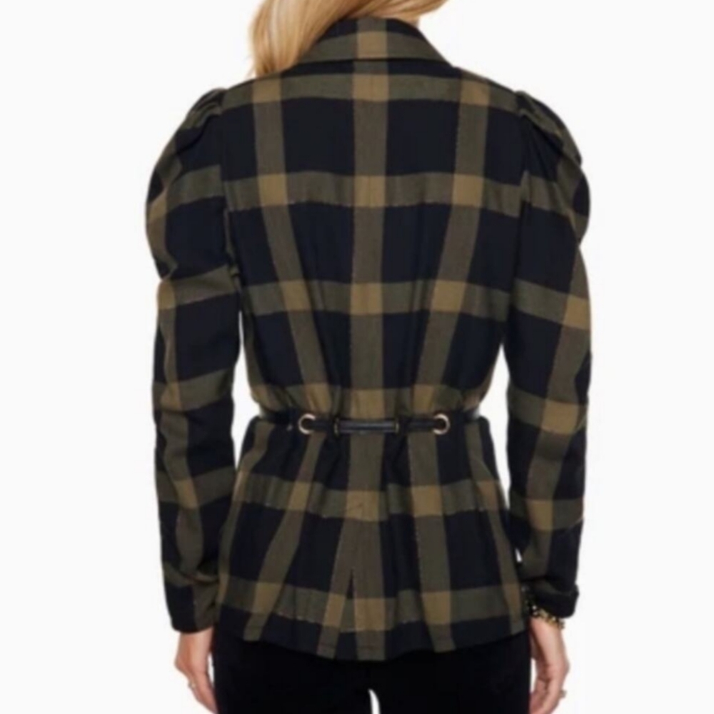 NWT RAMY BROOK Ina Puff Sleeve Olive Belted Jacket - Picture 3 of 8